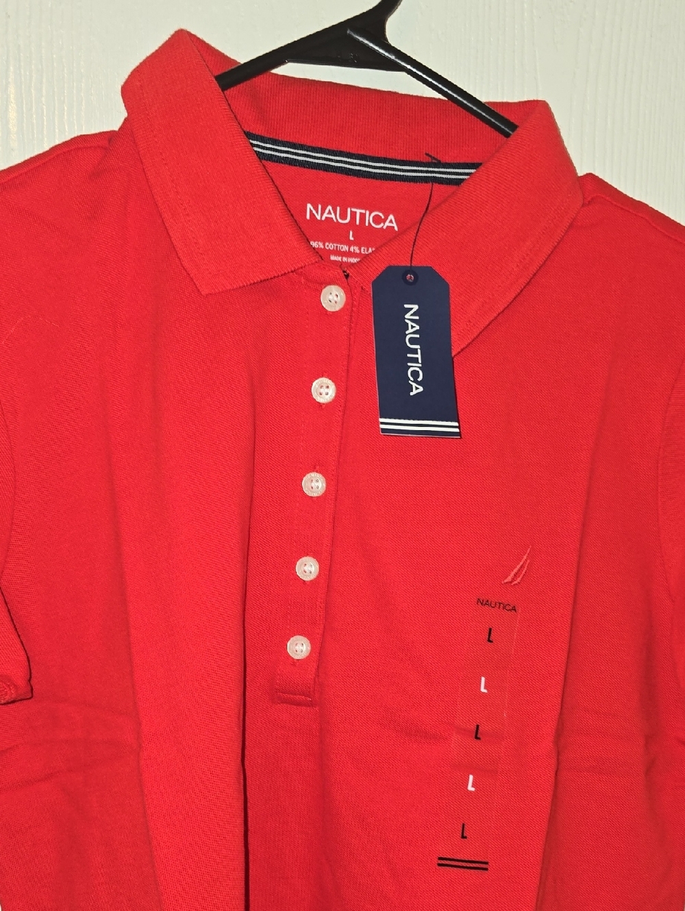 Nautica Womens Bright Red Classic Polo
